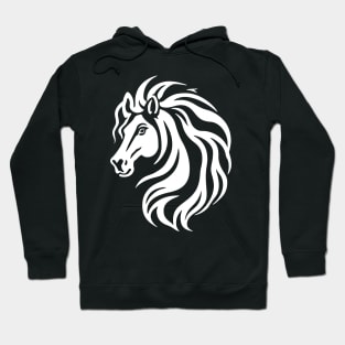 Minimalist Horse Head with Flowing Mane Hoodie